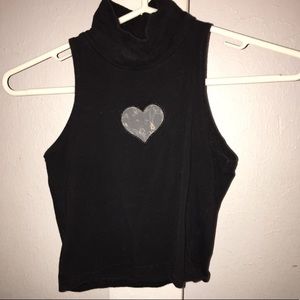 Black Crop Top with Transparent heart